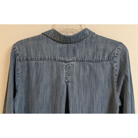 Women's Elevenses By Anthro Blue Chambray 100% Tencel Denim Button-Up Shirt S - Picture 9 of 12